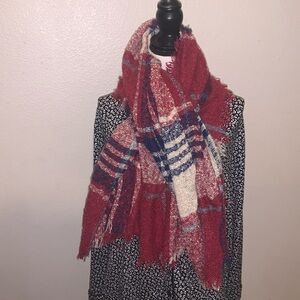 Quagga Luxurious Plaid Blanket Wrap 52"x52" Square Scarf Red Plaid